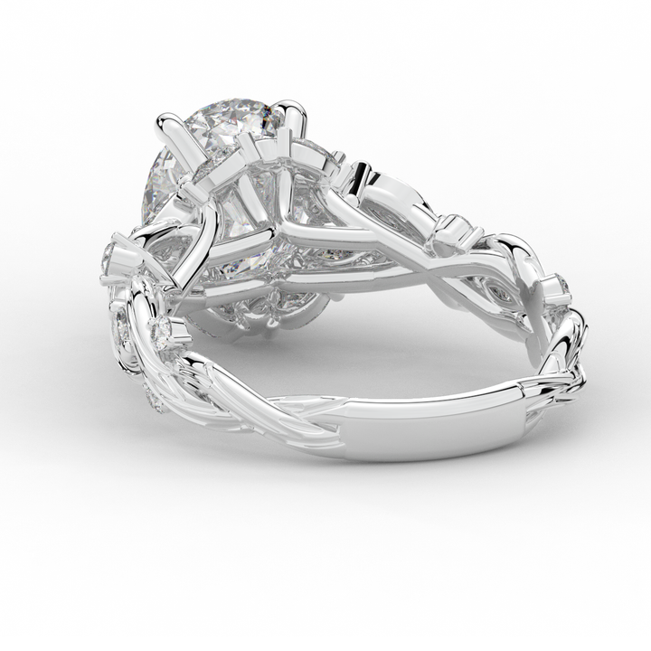 2.60CT.TW OVAL LAB DIAMOND STYLIZED VINE AND TREE BARK FINISH ENGAGEMENT RING - Nazarelle
