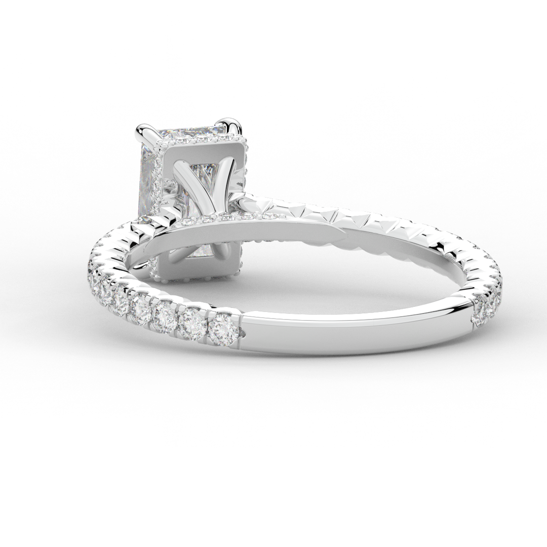 2.10CT.TW RADIANT LAB DIAMOND UNDERHALO SOLITAIRE ENGAGEMENT RING - Nazarelle