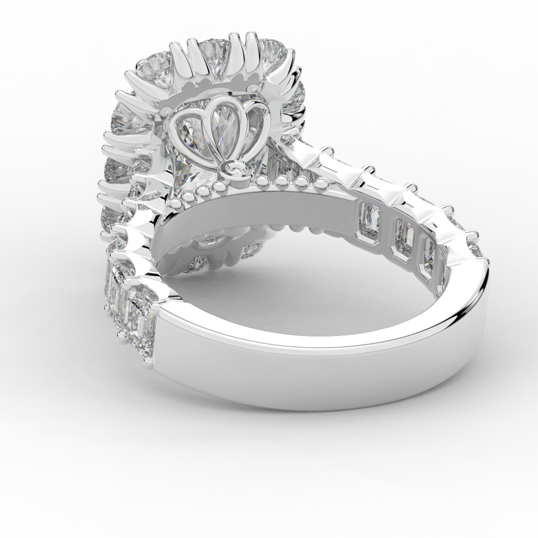 6.00CT.TW RADIANT LAB DIAMOND HALO ENGAGEMENT RING - Nazarelle