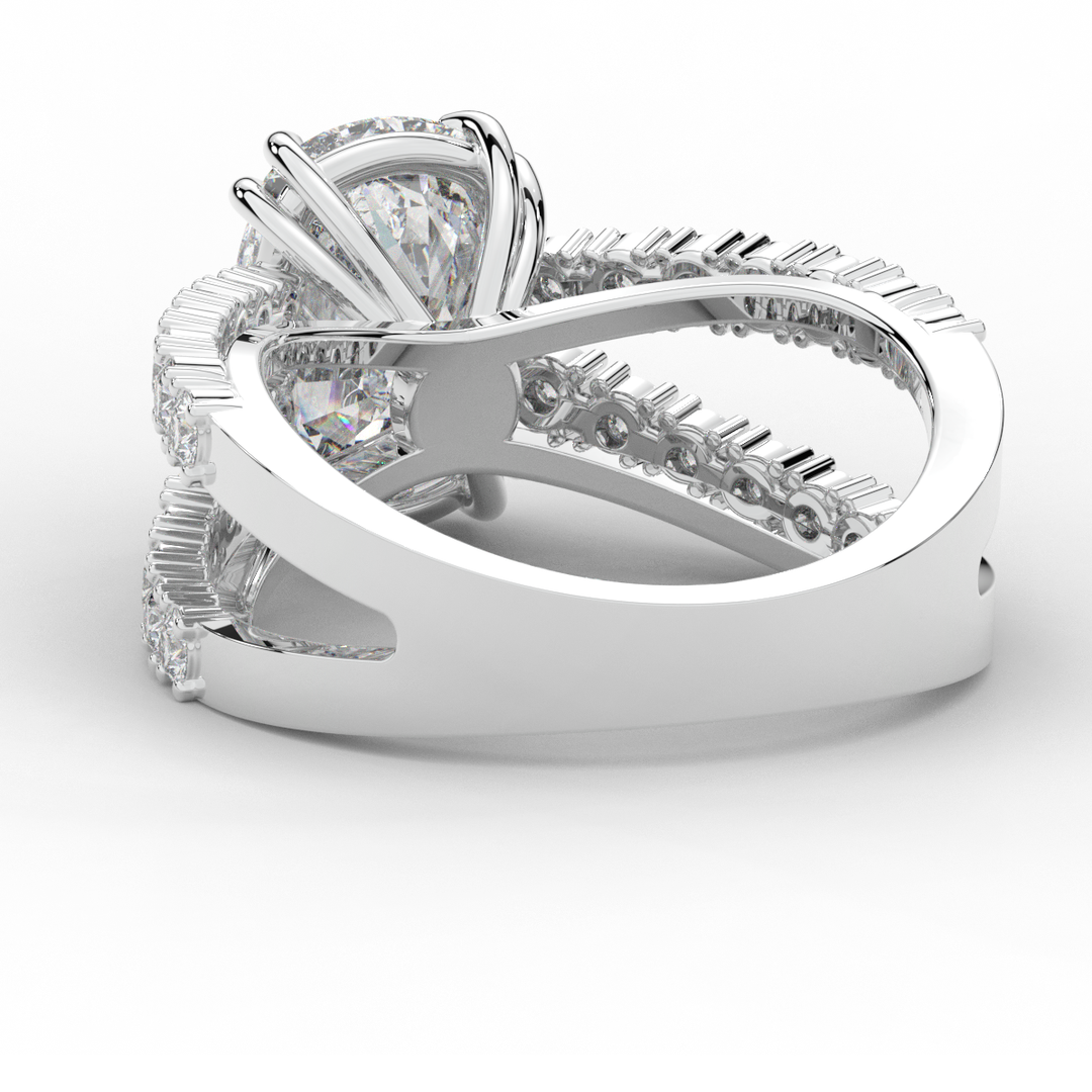 3.75CT.TW CUSHION LAB DIAMOND SPLIT BAND ENGAGEMENT RING - Nazarelle