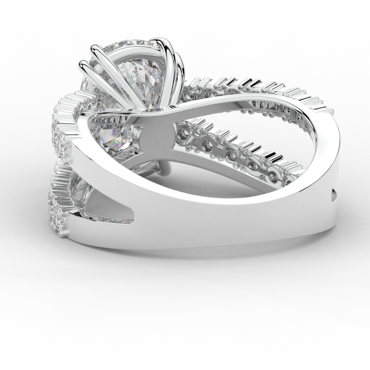 3.75CT.TW CUSHION LAB DIAMOND SPLIT BAND ENGAGEMENT RING - Nazarelle