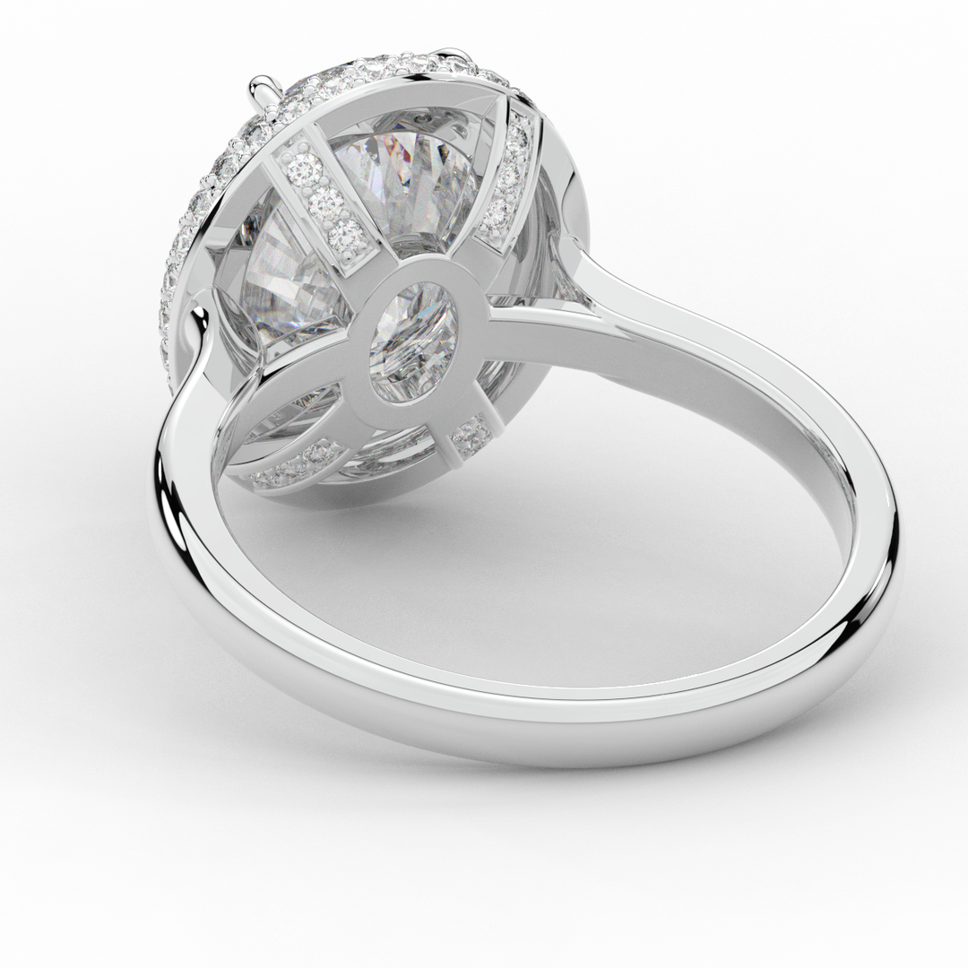 4.40CT.TW OVAL LAB DIAMOND HALO ENGAGEMENT RING - Nazarelle
