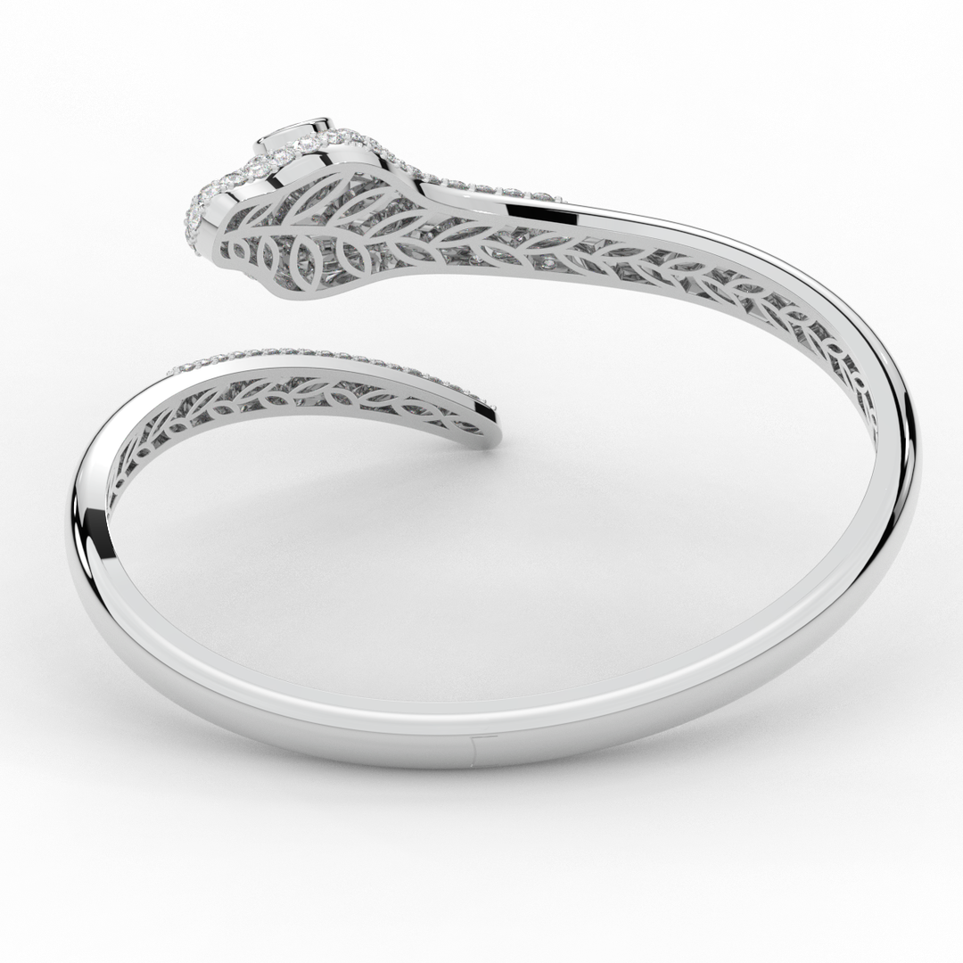 3.75CT.TW ROUND AND PEAR LAB DIAMOND SNAKE BANGLE - Nazarelle