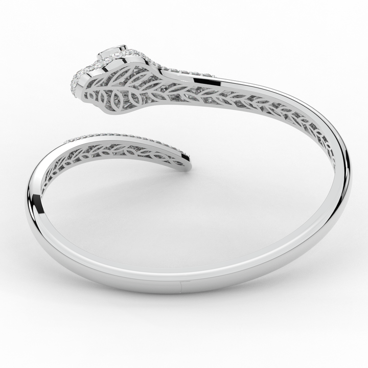 3.75CT.TW ROUND AND PEAR LAB DIAMOND SNAKE BANGLE - Nazarelle