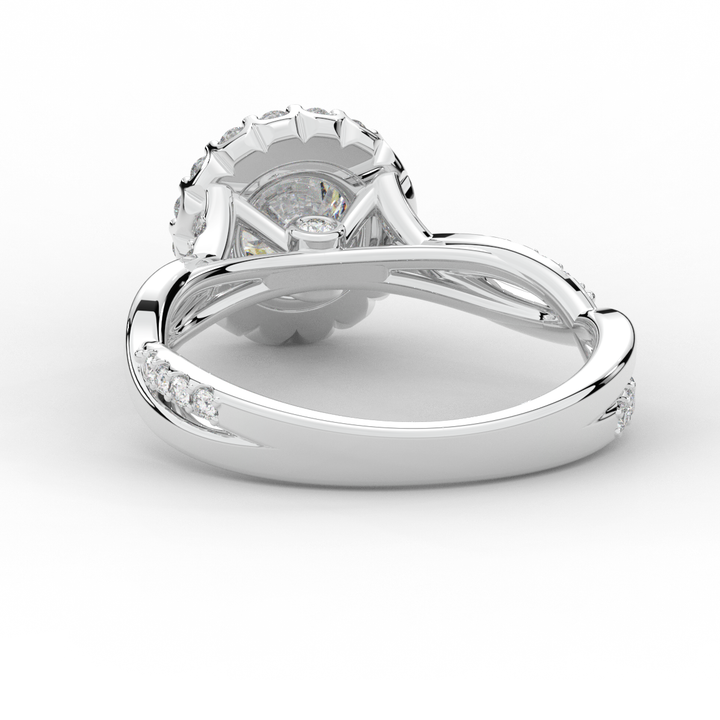 1.35CT.TW ROUND LAB DIAMOND HALO TWIST BAND ENGAGEMENT RING - Nazarelle