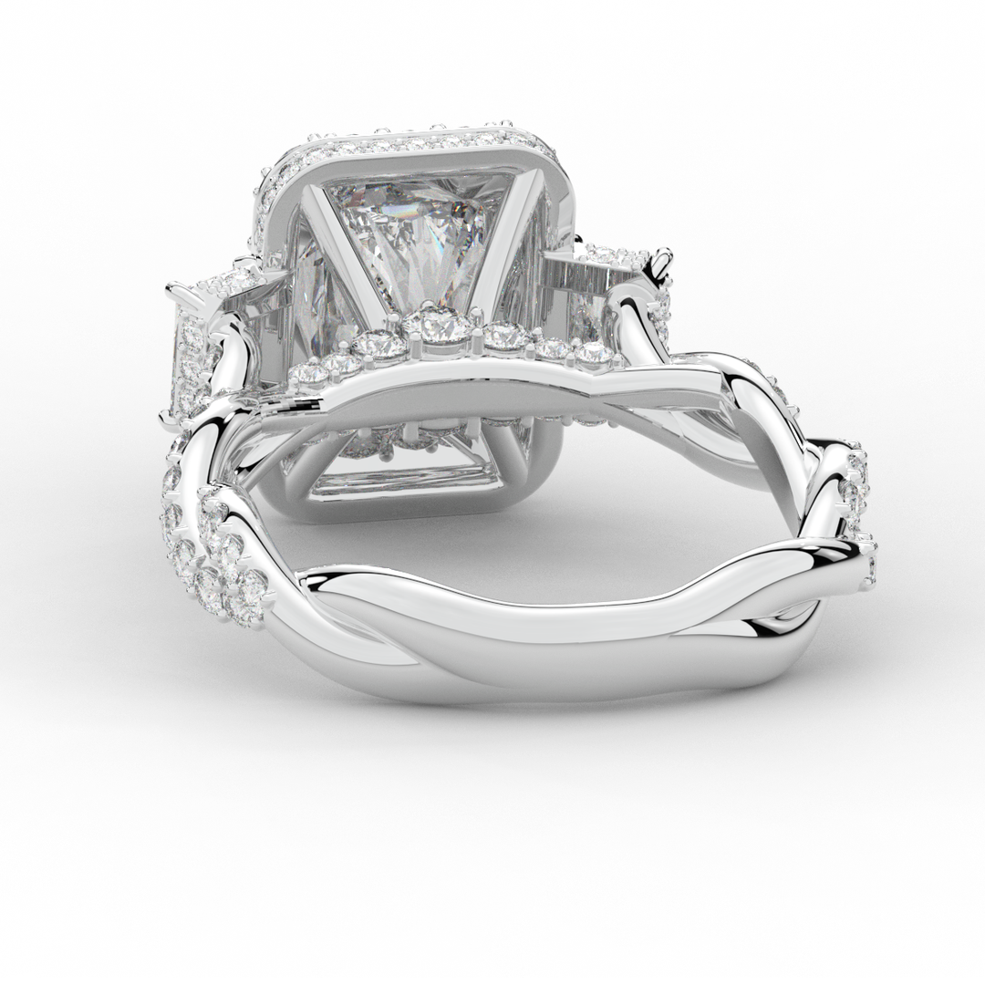 4.70CT.TW RADIANT LAB DIAMOND 3 STONE ENGAGEMENT RING - Nazarelle