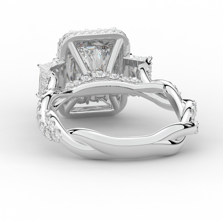 4.70CT.TW RADIANT LAB DIAMOND 3 STONE ENGAGEMENT RING - Nazarelle
