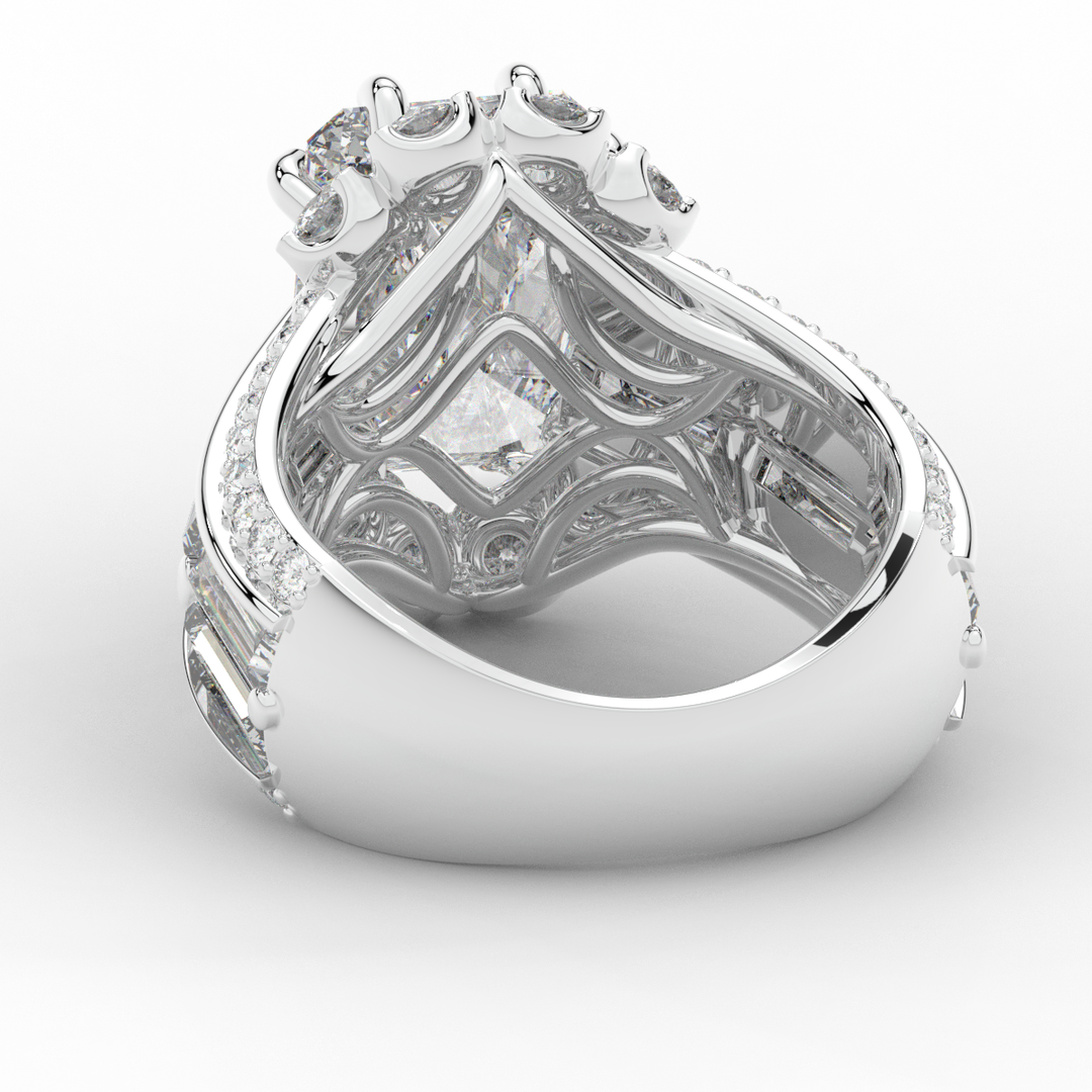 8.25CT.TW RADIANT LAB DIAMOND HALO ENGAGEMENT RING - Nazarelle
