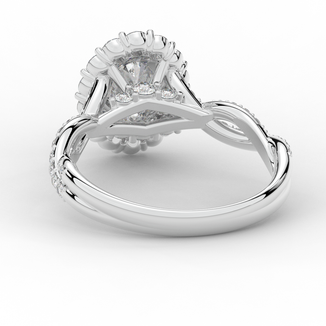 1.75CT.TW OVAL LAB DIAMOND HALO TWIST BAND ENGAGEMENT RING - Nazarelle