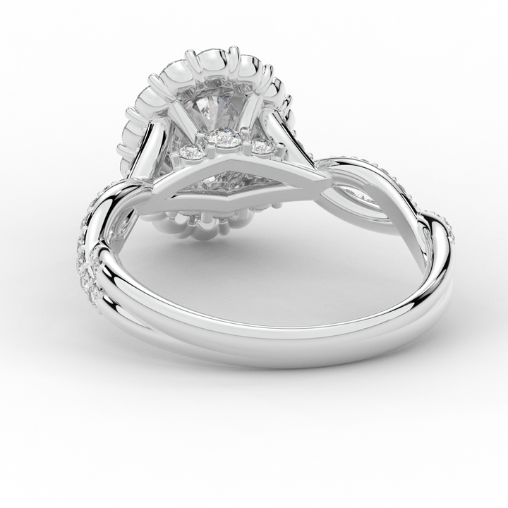 1.75CT.TW OVAL LAB DIAMOND HALO TWIST BAND ENGAGEMENT RING - Nazarelle
