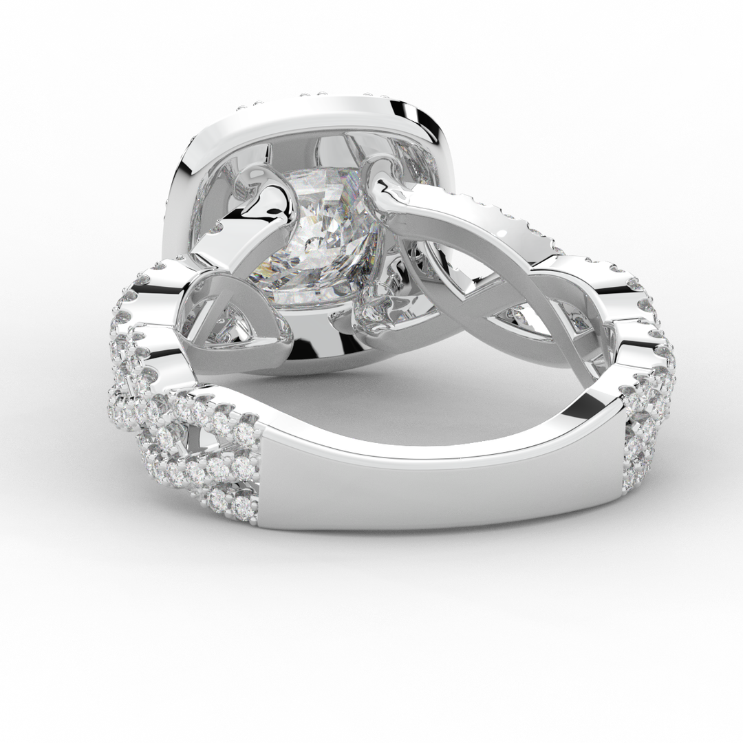 2.70CT.TW CUSHION LAB DIAMOND HALO TRIPLE TWIST ENGAGEMENT RING - Nazarelle