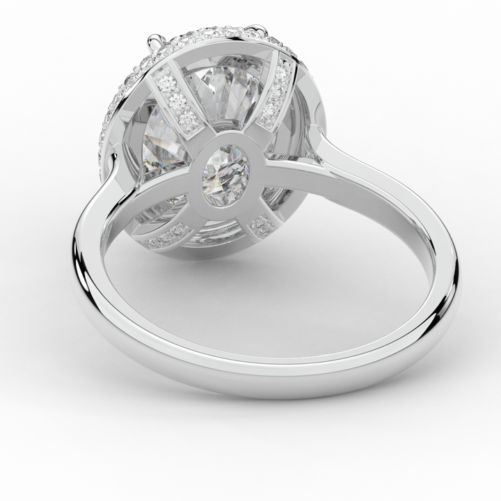 4.40CT.TW OVAL LAB DIAMOND HALO ENGAGEMENT RING - Nazarelle