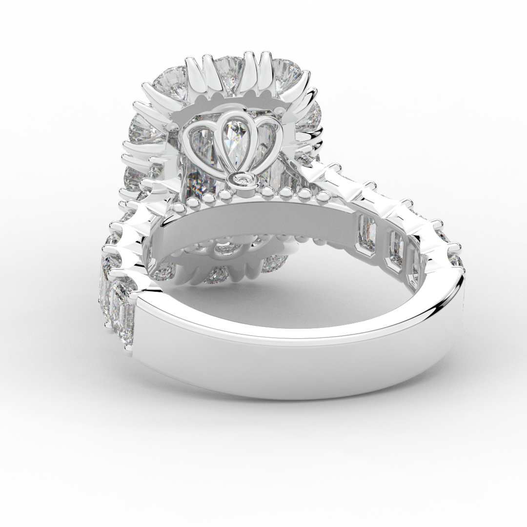 6.00CT.TW EMERALD CUT LAB DIAMOND HALO ENGAGEMENT RING - Nazarelle