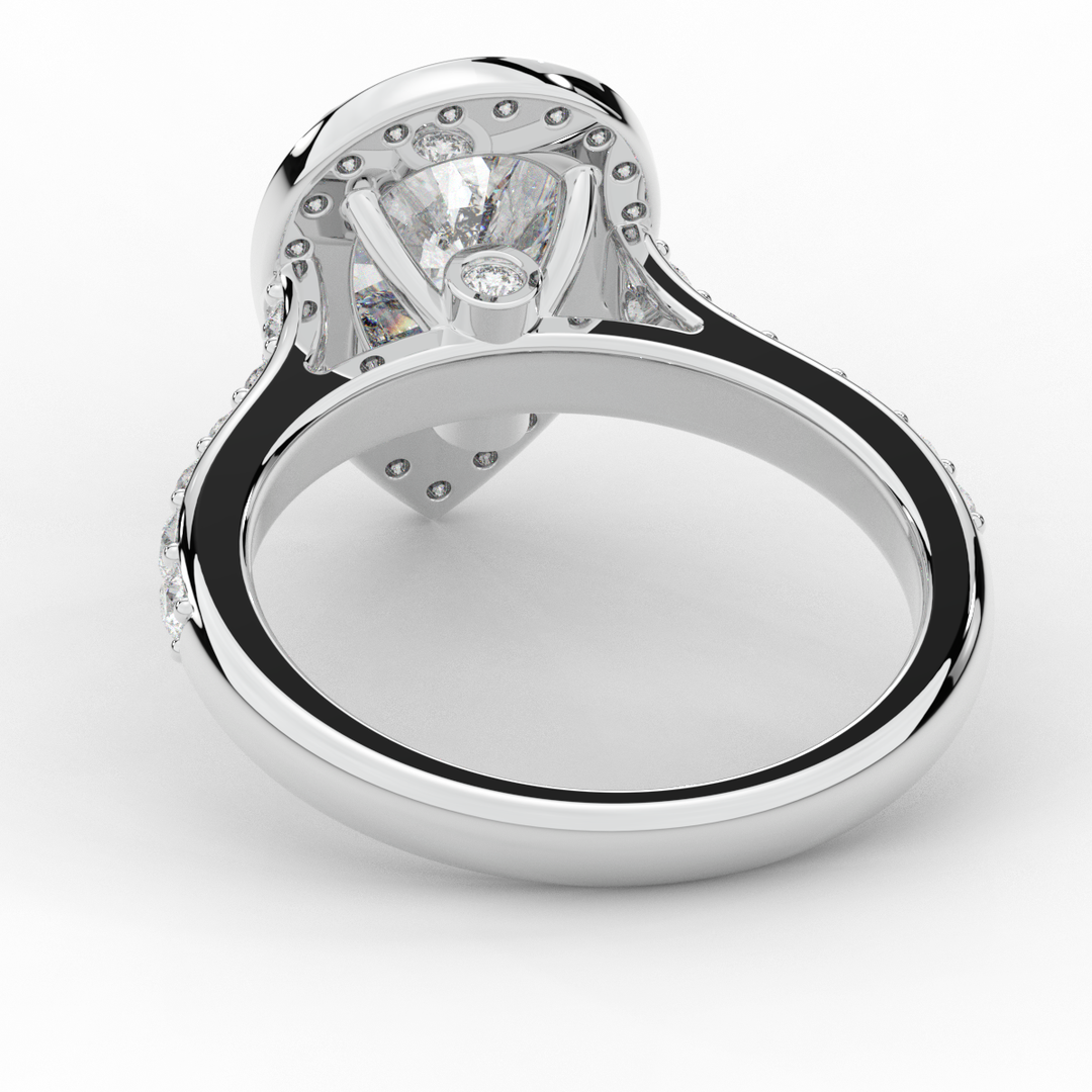 2.50CT.TW PEAR LAB DIAMOND HALO ENGAGEMENT RING - Nazarelle