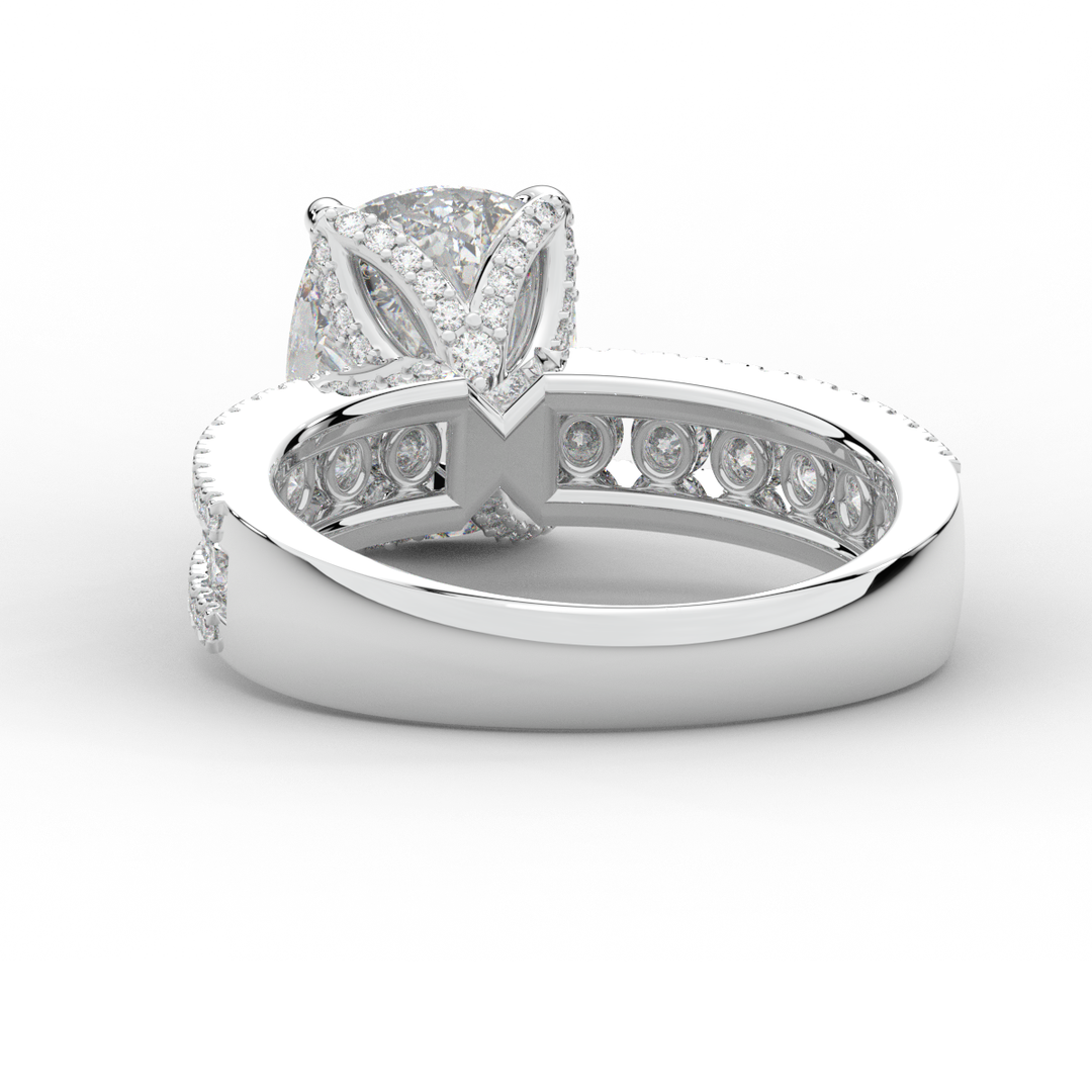 3.95CT.TW CUSHION LAB DIAMOND SOLITAIRE ENGAGEMENT RING - Nazarelle