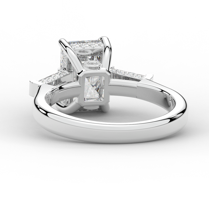 3.45CT.TW RADIANT LAB DIAMOND 3 STONE ENGAGEMENT RING - Nazarelle