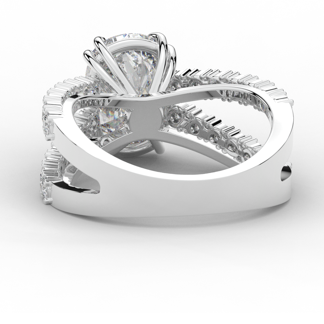 3.75CT.TW CUSHION LAB DIAMOND SPLIT BAND ENGAGEMENT RING - Nazarelle