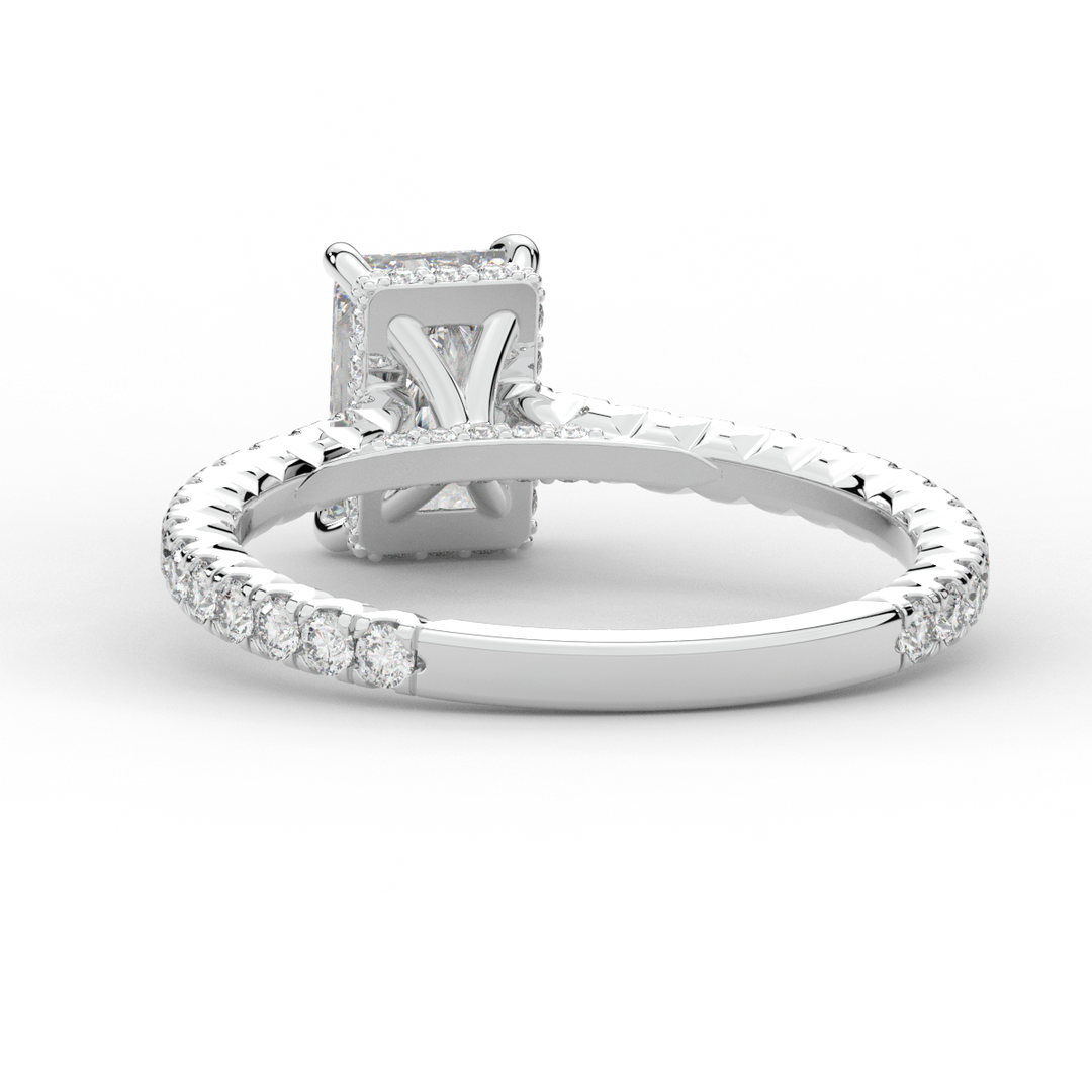 2.10CT.TW RADIANT LAB DIAMOND UNDERHALO SOLITAIRE ENGAGEMENT RING - Nazarelle
