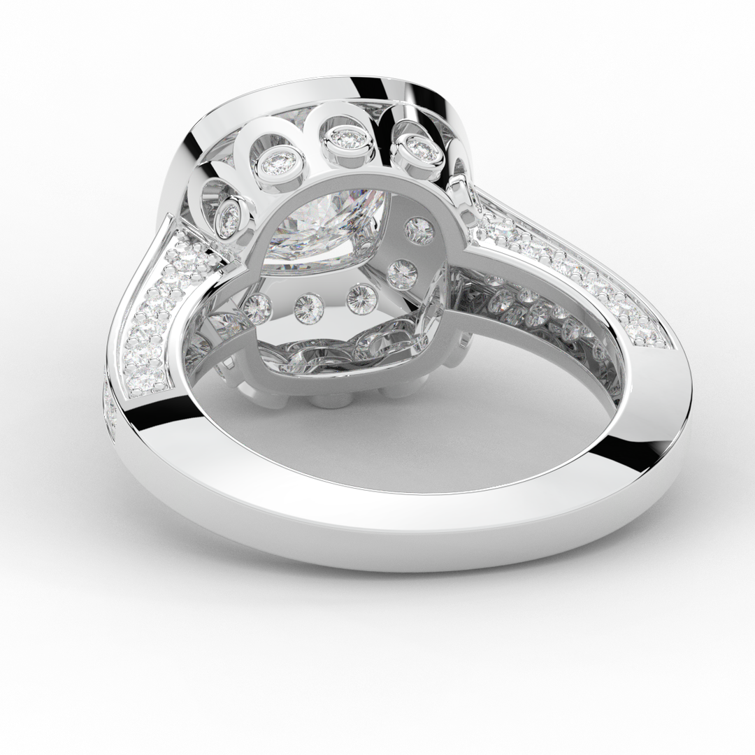 1.50CT.TW ROUND LAB DIAMOND HALO ENGAGEMENT RING - Nazarelle