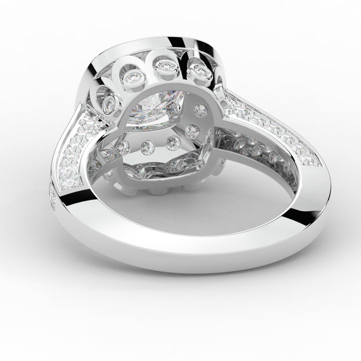 1.50CT.TW ROUND LAB DIAMOND HALO ENGAGEMENT RING - Nazarelle