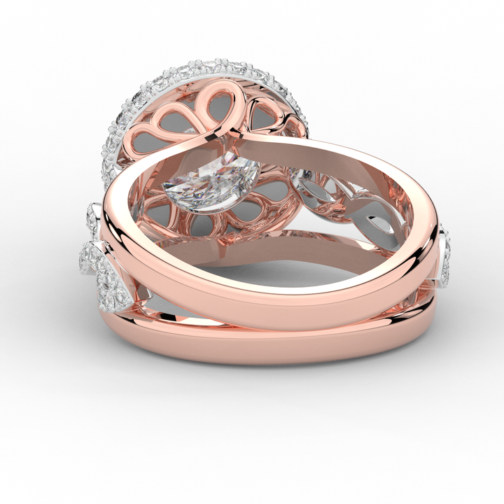 2.85CT.TW ROUND LAB DIAMOND HALO TWO TONE ENGAGEMENT RING - Nazarelle