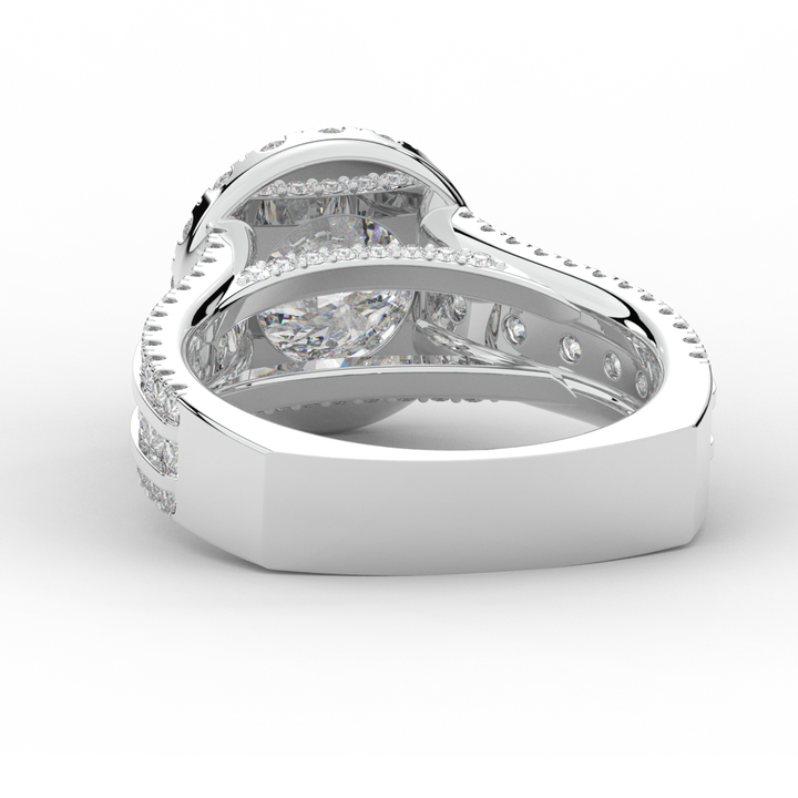2.90CT.TW ROUND LAB DIAMOND HALO ENGAGEMENT RING - Nazarelle