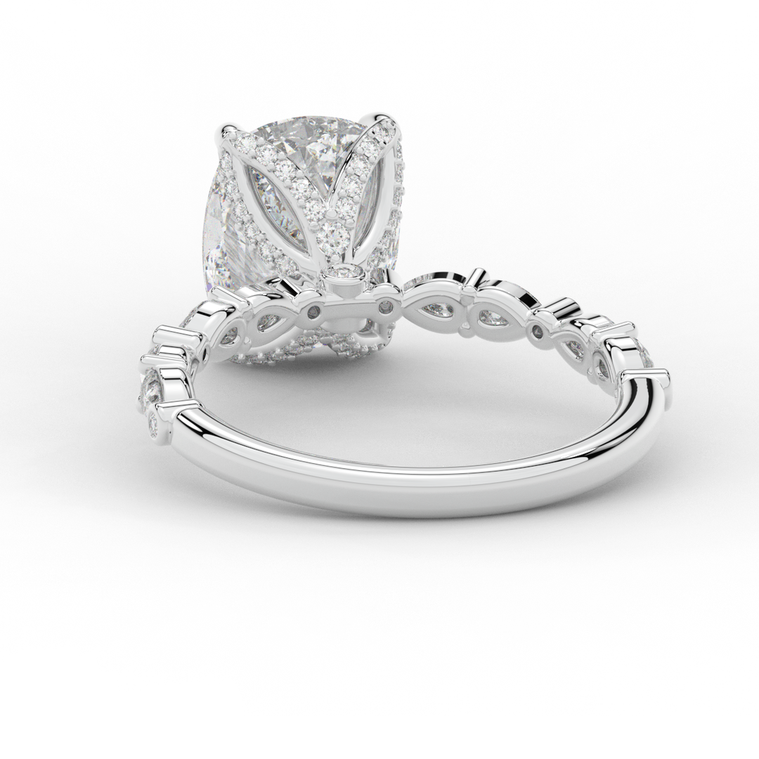 3.60CT.TW CUSHION LAB DIAMOND SOLITAIRE ENGAGEMENT RING - Nazarelle