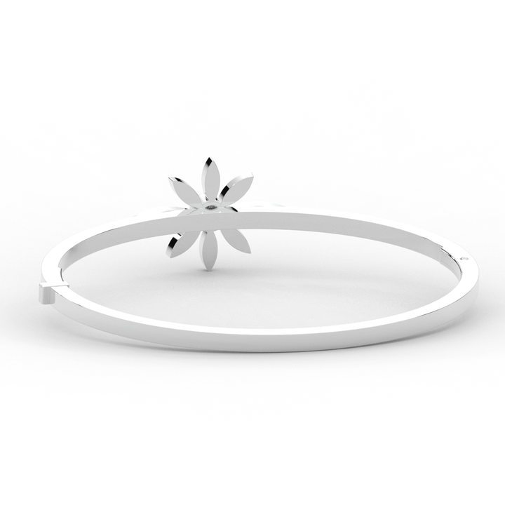 0.40CT.TW ROUND LAB BEZEL AND PRONG SET FLOWER DIAMOND BANGLE - Nazarelle