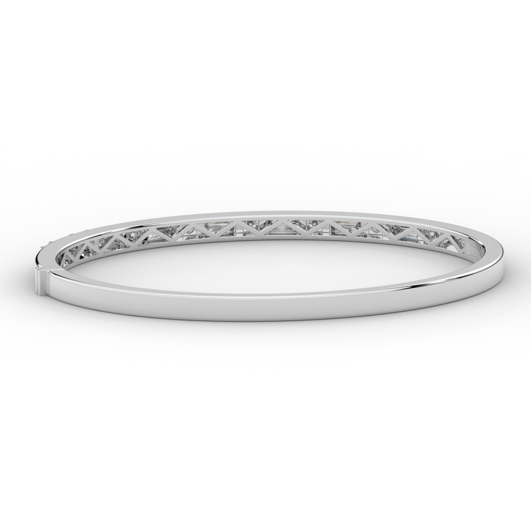 2.75CT.TW ROUND AND EMERALD CUT LAB DIAMOND SHARED PRONG BANGLE - Nazarelle