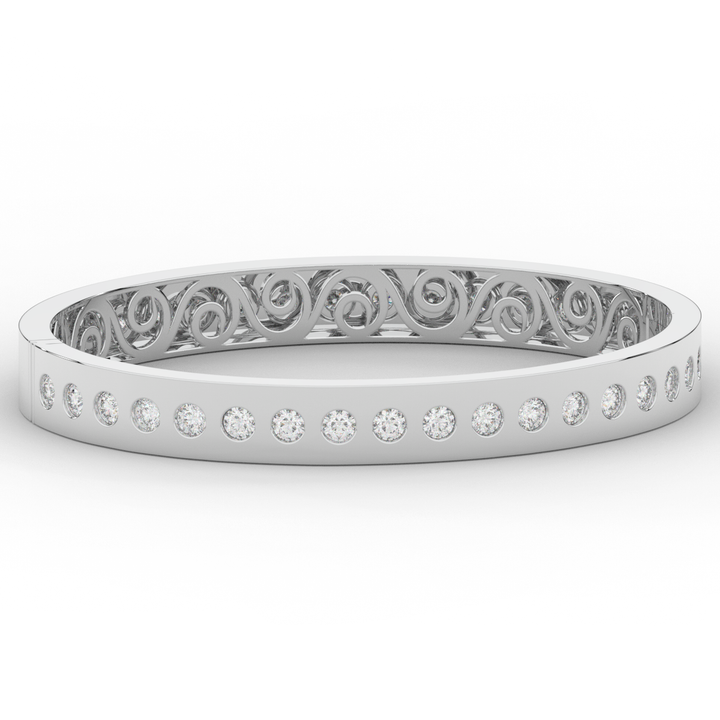 4.50CT.TW ROUND LAB DIAMOND ETERNITY BEZEL SET BANGLE - Nazarelle