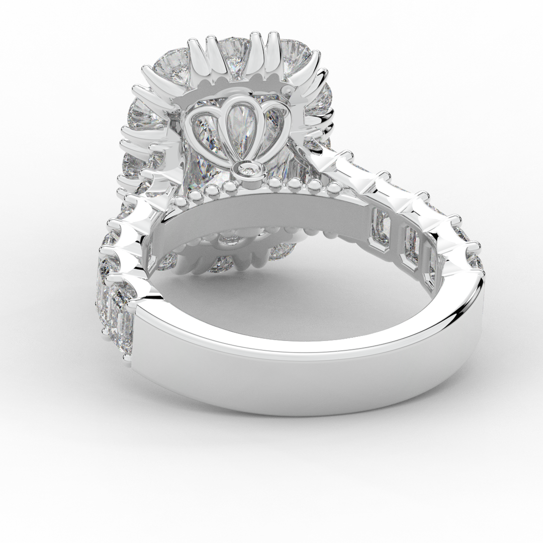 6.00CT.TW RADIANT LAB DIAMOND HALO ENGAGEMENT RING - Nazarelle