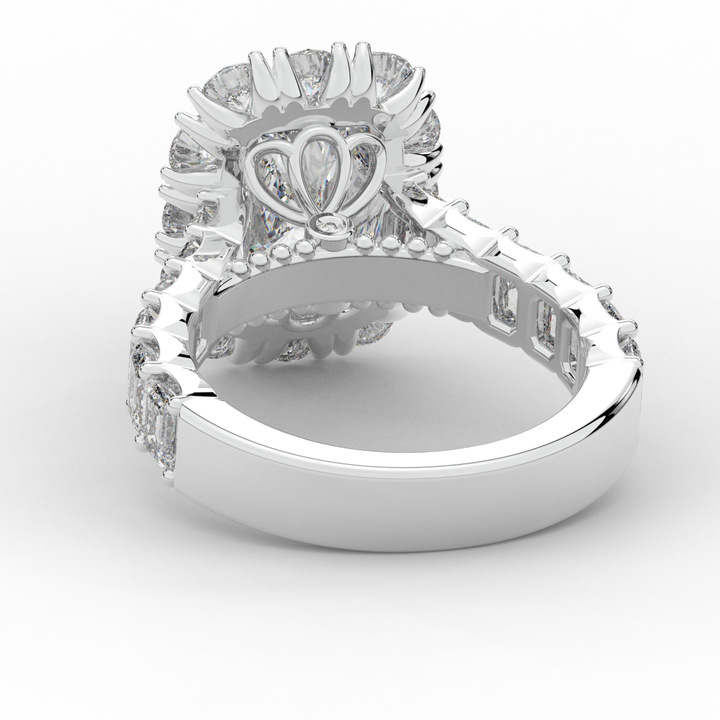 6.00CT.TW RADIANT LAB DIAMOND HALO ENGAGEMENT RING - Nazarelle