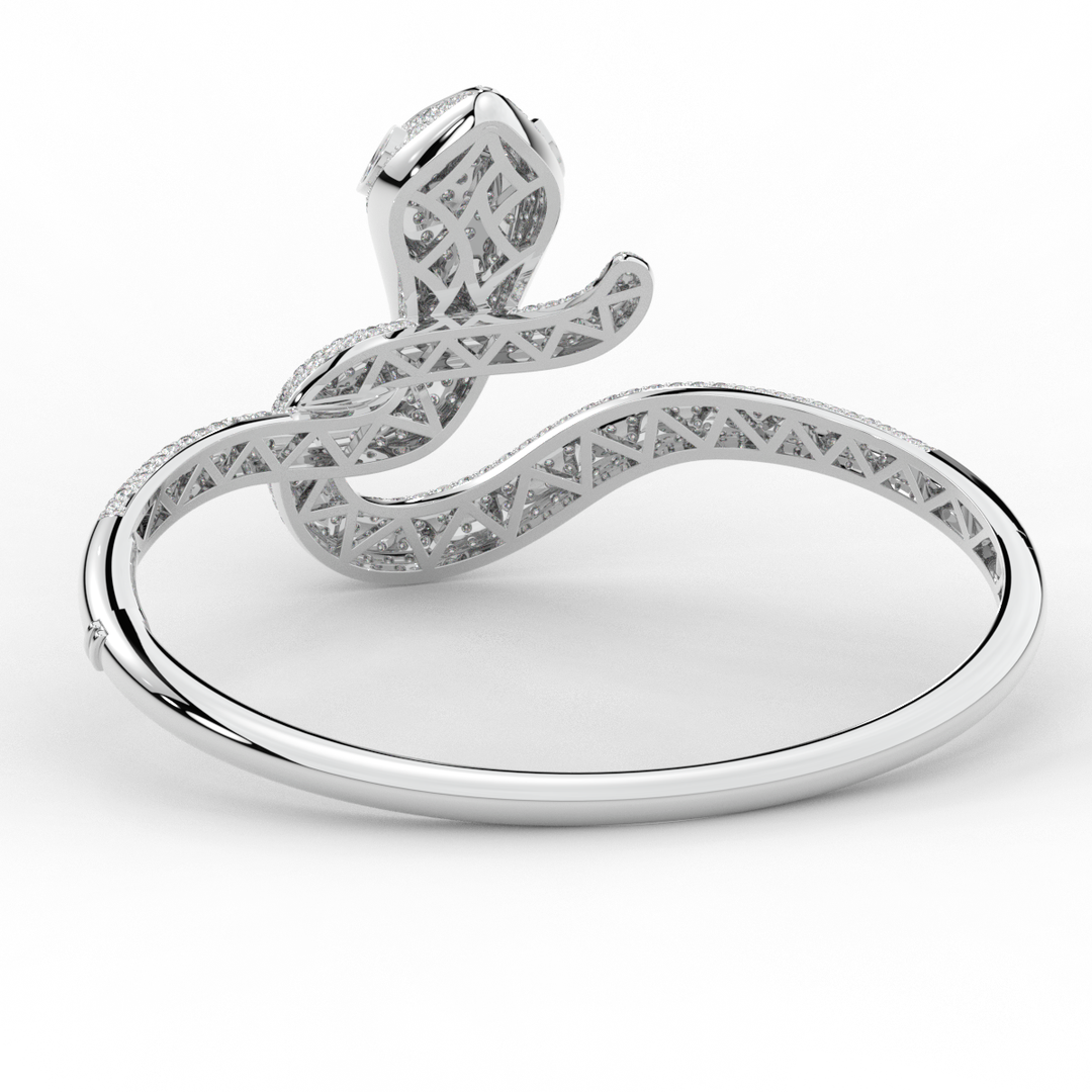 4.90CT.TW ROUND AND PEAR LAB DIAMOND SNAKE BANGLE - Nazarelle