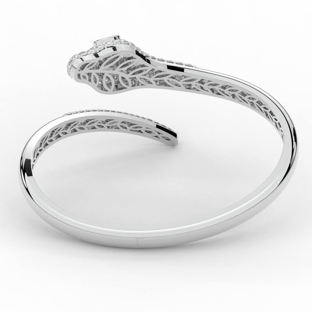 3.75CT.TW ROUND AND PEAR LAB DIAMOND SNAKE BANGLE - Nazarelle