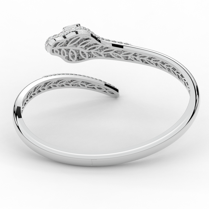 3.75CT.TW ROUND AND PEAR LAB DIAMOND SNAKE BANGLE - Nazarelle