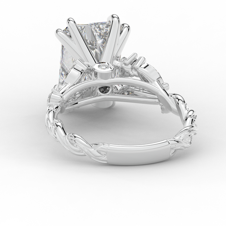 5.30CT.TW RADIANT LAB DIAMOND STYLIZED VINE AND TREE BARK FINISH ENGAGEMENT RING - Nazarelle