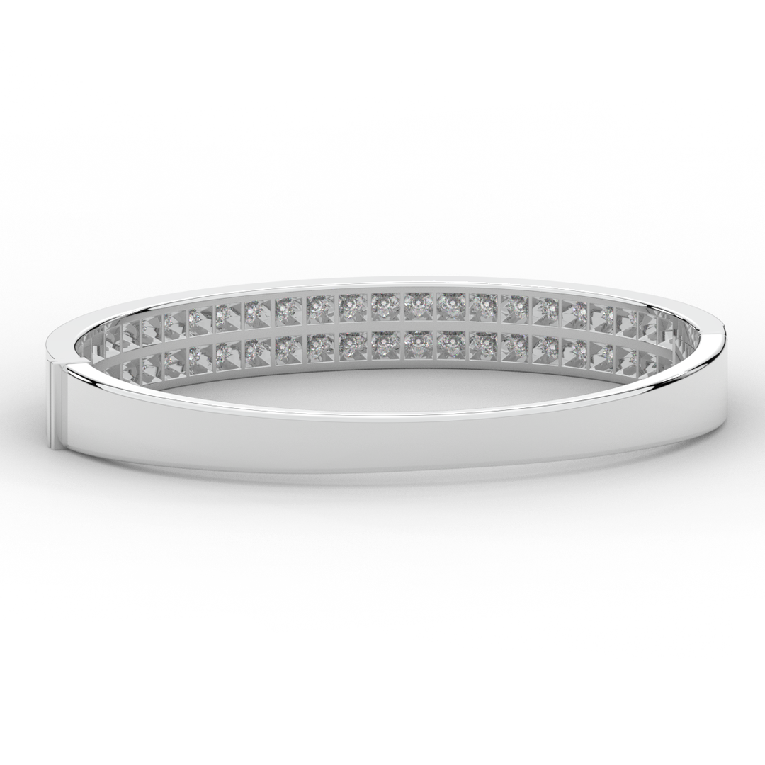 2.00CT.TW ROUND LAB TWO ROW DIAMOND BANGLE - Nazarelle