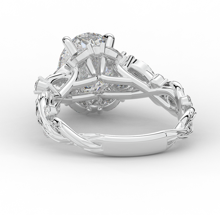 2.60CT.TW OVAL LAB DIAMOND STYLIZED VINE AND TREE BARK FINISH ENGAGEMENT RING - Nazarelle
