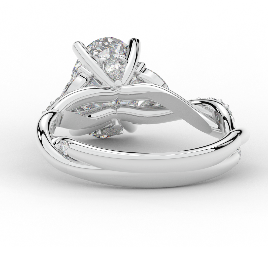 2.40CT.TW OVAL LAB DIAMOND TWIST ENGAGEMENT RING - Nazarelle