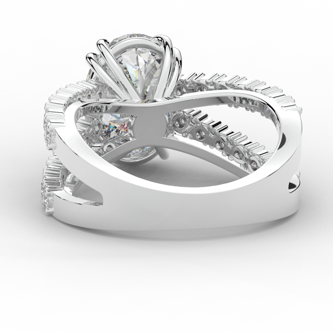 3.75CT.TW OVAL LAB DIAMOND SPLIT BAND ENGAGEMENT RING - Nazarelle