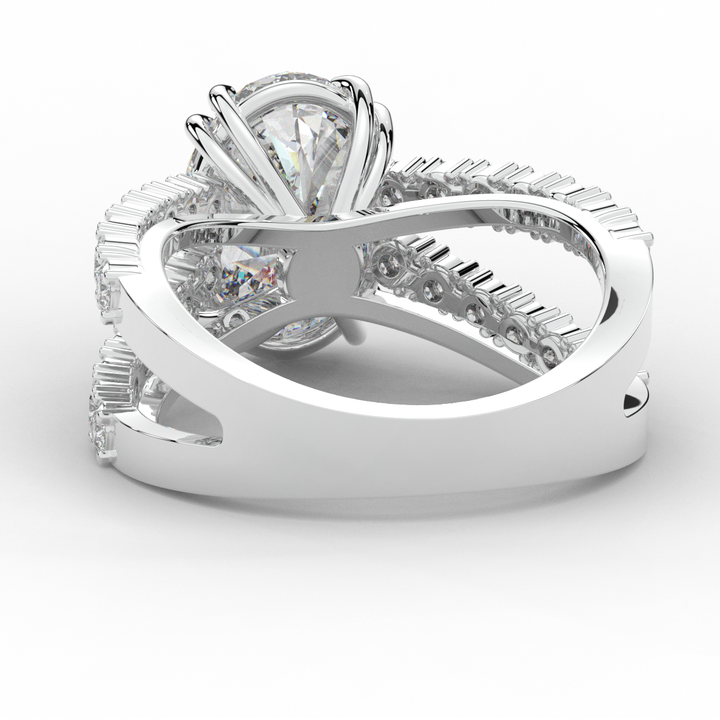 3.75CT.TW OVAL LAB DIAMOND SPLIT BAND ENGAGEMENT RING - Nazarelle