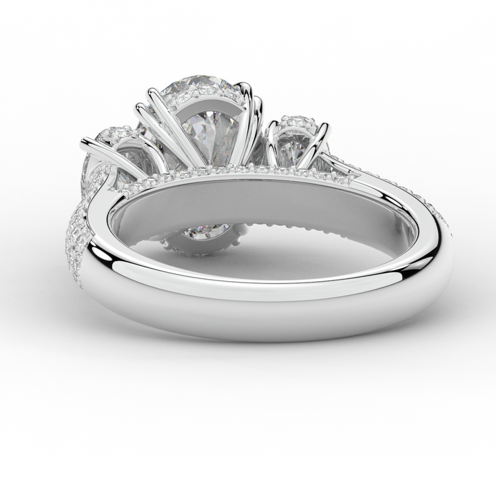 3.70CT.TW OVAL LAB DIAMOND 3 STONE ENGAGEMENT RING - Nazarelle