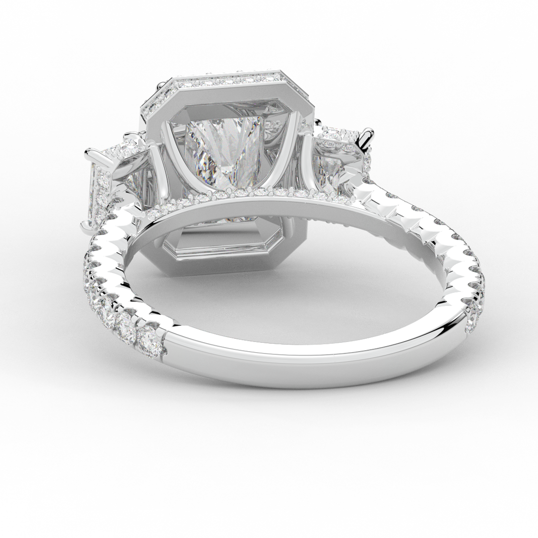 3.20CT.TW RADIANT LAB DIAMOND 3 STONE ENGAGEMENT RING - Nazarelle
