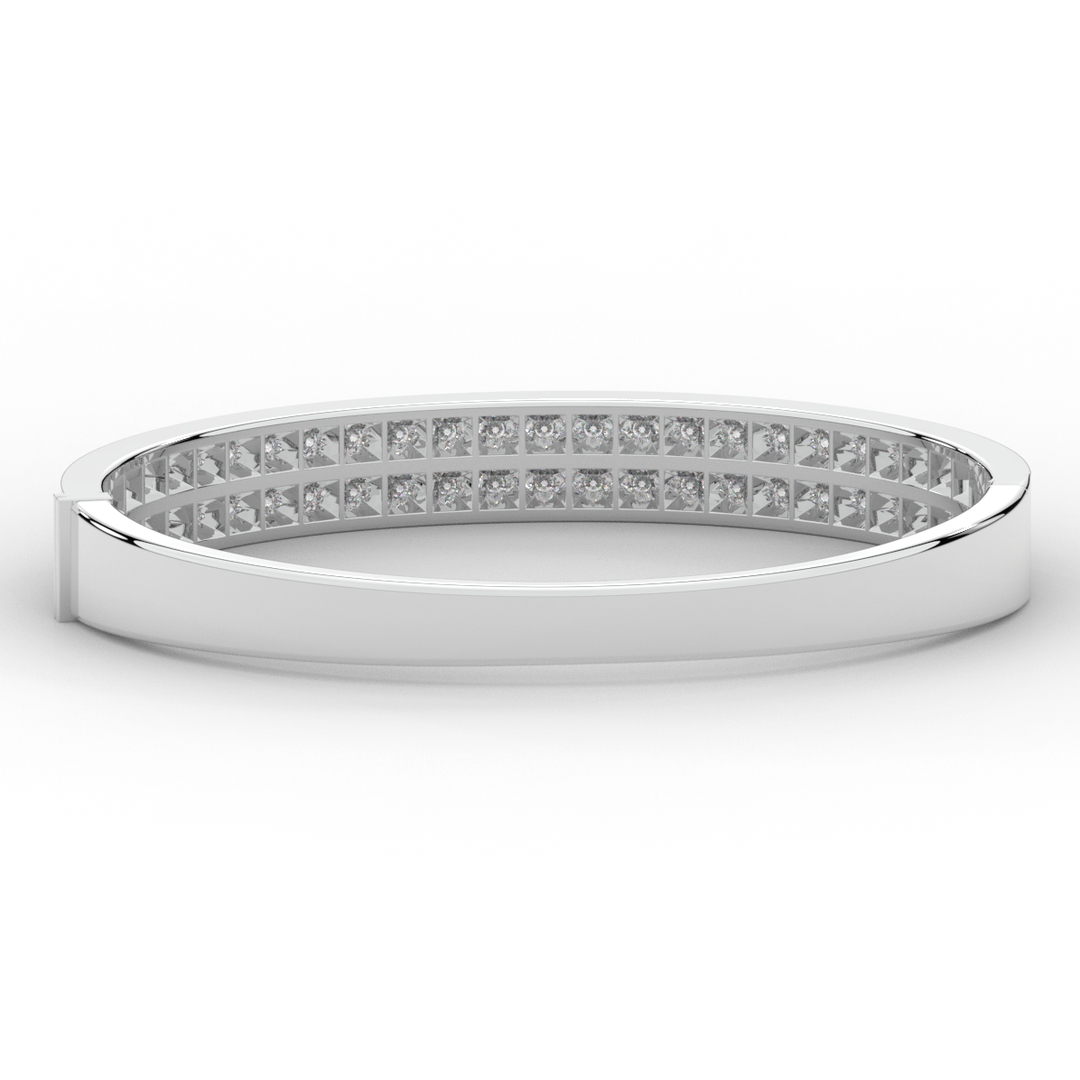 2.00CT.TW ROUND LAB TWO ROW DIAMOND BANGLE - Nazarelle