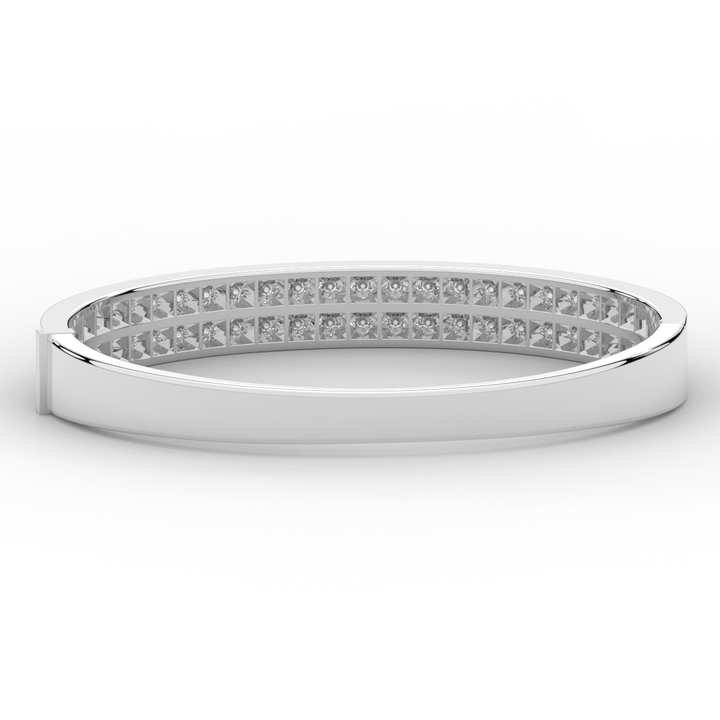 2.00CT.TW ROUND LAB TWO ROW DIAMOND BANGLE - Nazarelle