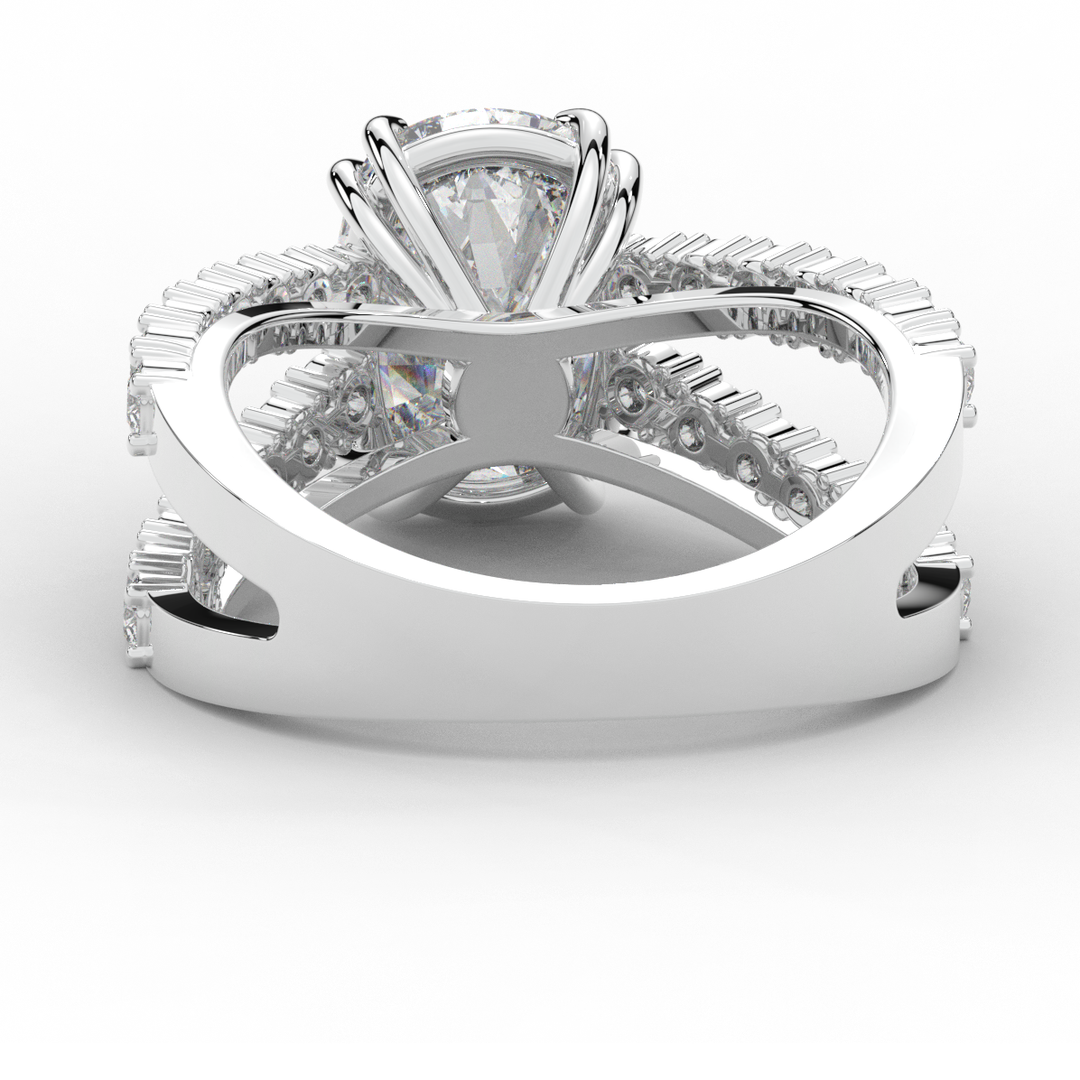 3.75CT.TW CUSHION LAB DIAMOND SPLIT BAND ENGAGEMENT RING - Nazarelle