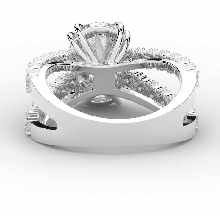 3.75CT.TW CUSHION LAB DIAMOND SPLIT BAND ENGAGEMENT RING - Nazarelle