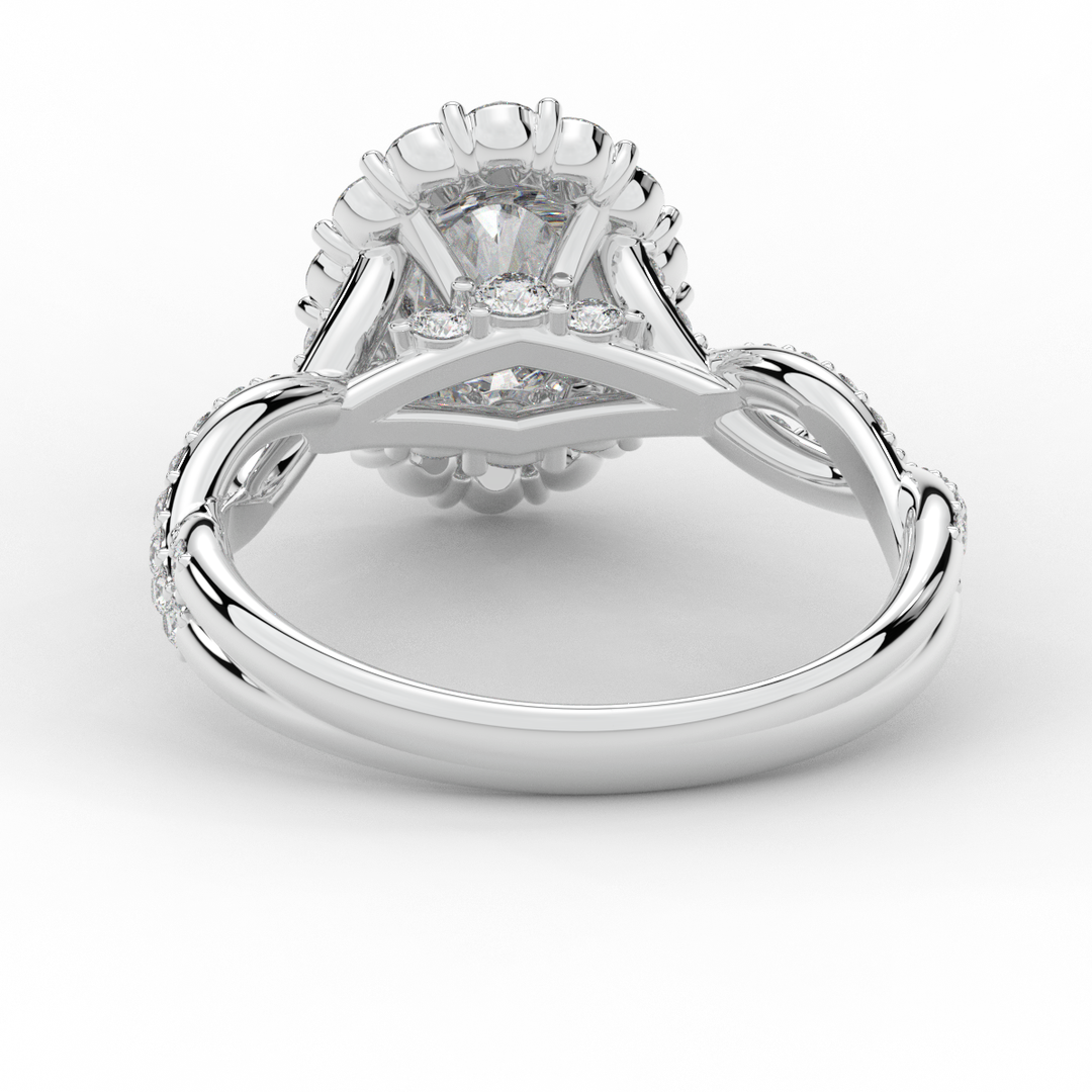 1.75CT.TW OVAL LAB DIAMOND HALO TWIST BAND ENGAGEMENT RING - Nazarelle