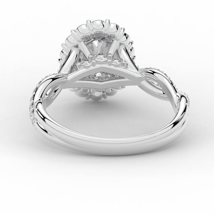 1.75CT.TW OVAL LAB DIAMOND HALO TWIST BAND ENGAGEMENT RING - Nazarelle