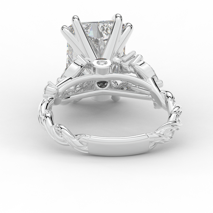 5.30CT.TW RADIANT LAB DIAMOND STYLIZED VINE AND TREE BARK FINISH ENGAGEMENT RING - Nazarelle